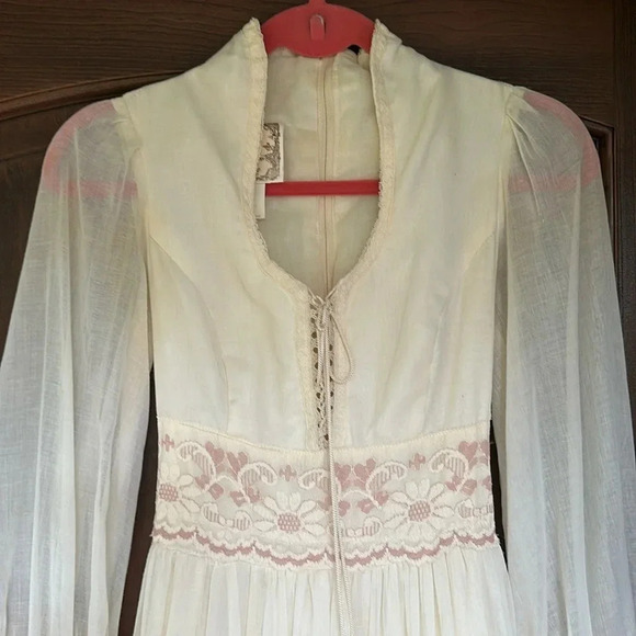 Vintage Jessica McClintock Gunne Sax Maxi  Dress Size XS Boho Prairie Romantic - Picture 4 of 14